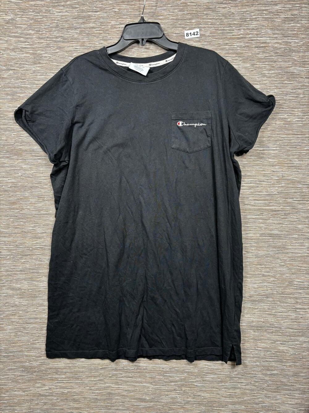 Champion Shirt Womens Size 1X Black Pocket Logo Short Sleeve Cotton T-Shirt